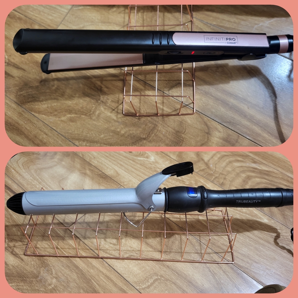 InfinitiPro Ceramic Flat Iron + TrueBeauty Curling Iron - Black & Rose Gold